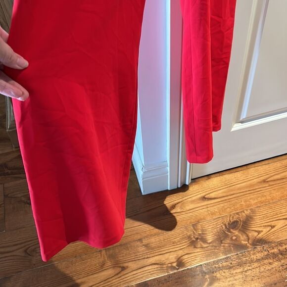 Intermix red ruffle neck halter jumpsuit large - Picture 6 of 12